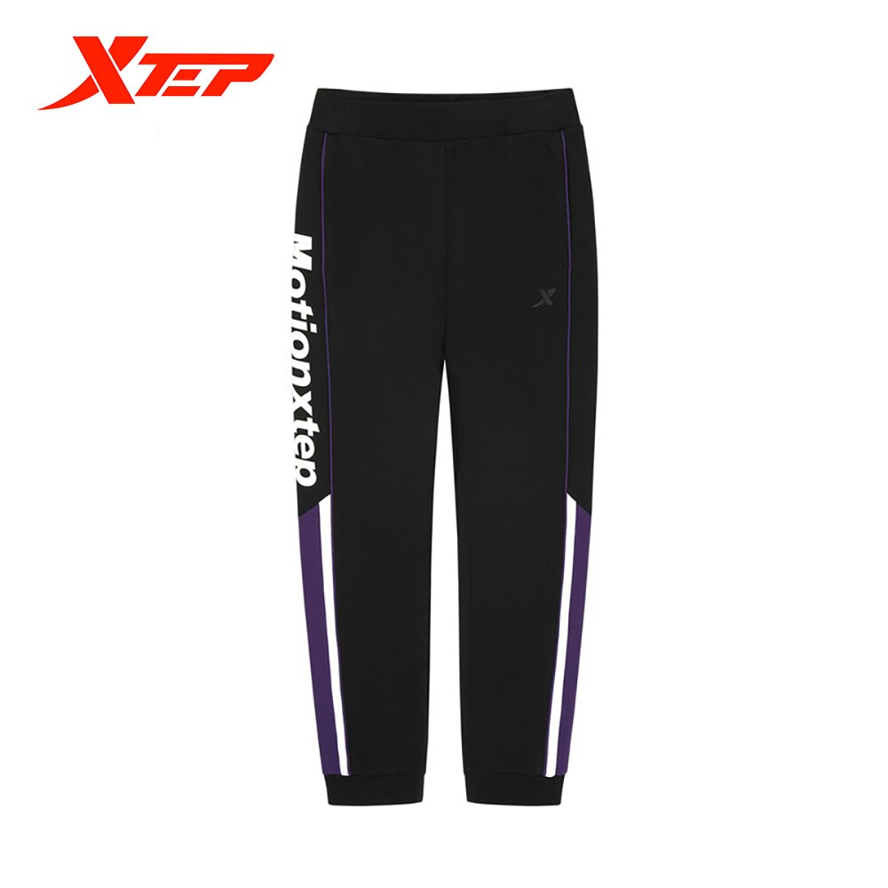 Xtep sports life pants 2020秋のメンズルーズ通気性ニットパンツステッチカジュアルパンツ880329630096: black / Xl