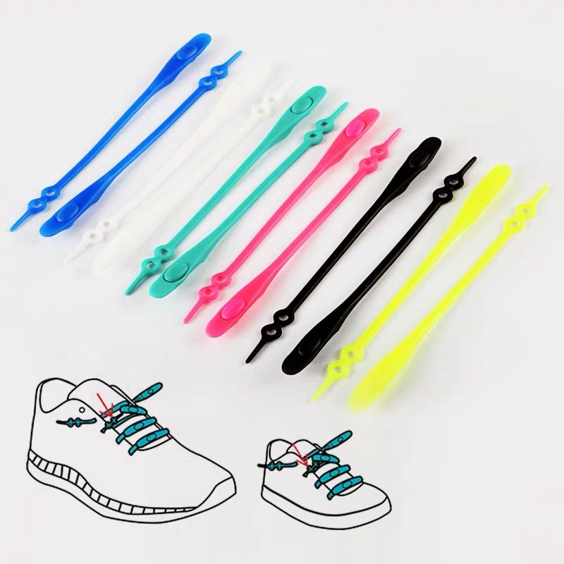 Nouveauté 12 pcs/lot lacets en Silicone élastique chaussures de lacet élastique accessoires chaussures en Silicone paresseux dentelle sans cravate dentelle en caoutchouc