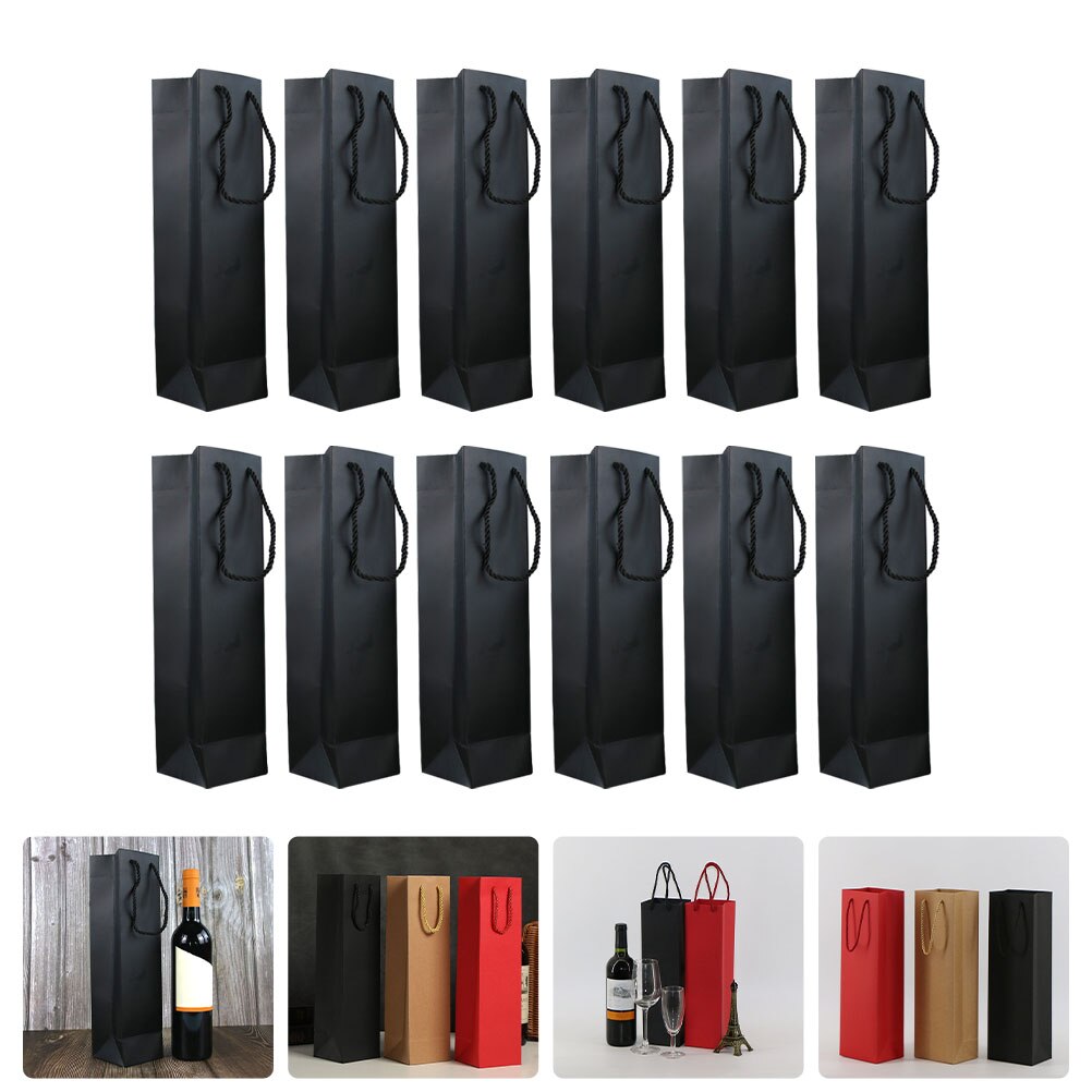 12Pcs Paper Wine Packing Bags Portable Wine Packing Bags Wine Carrier Pouches Wine Bottle Wrapping Bags for Party Wrapping