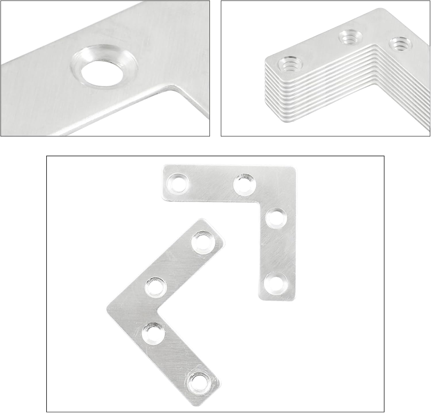 L-vormige platte beugel, metalen platte hoekbeugel, rechthoekige hoekverbinding, reparatieplaat voor houten meubelframes, bevestiging en verbindingsstukken