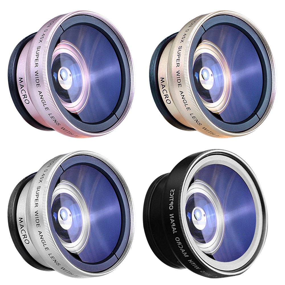 37mm 0.45X 49UV Super Wide Angle Fisheye Lens Mobile Phone Lens Super Macro HD Camera Lens Universal 60% wider field of view