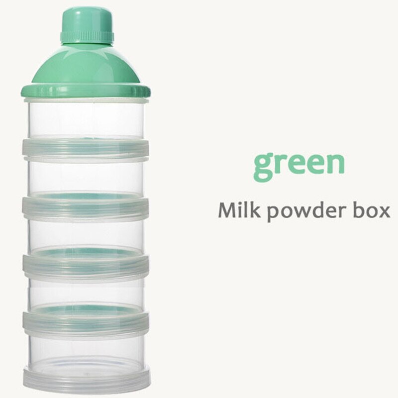5- lagers gallerformel mjölkpulver dispenser babytillbehör plast spannmålsmatbehållare spädbarnsmatningsförvaringslåda avtagbar: Grön
