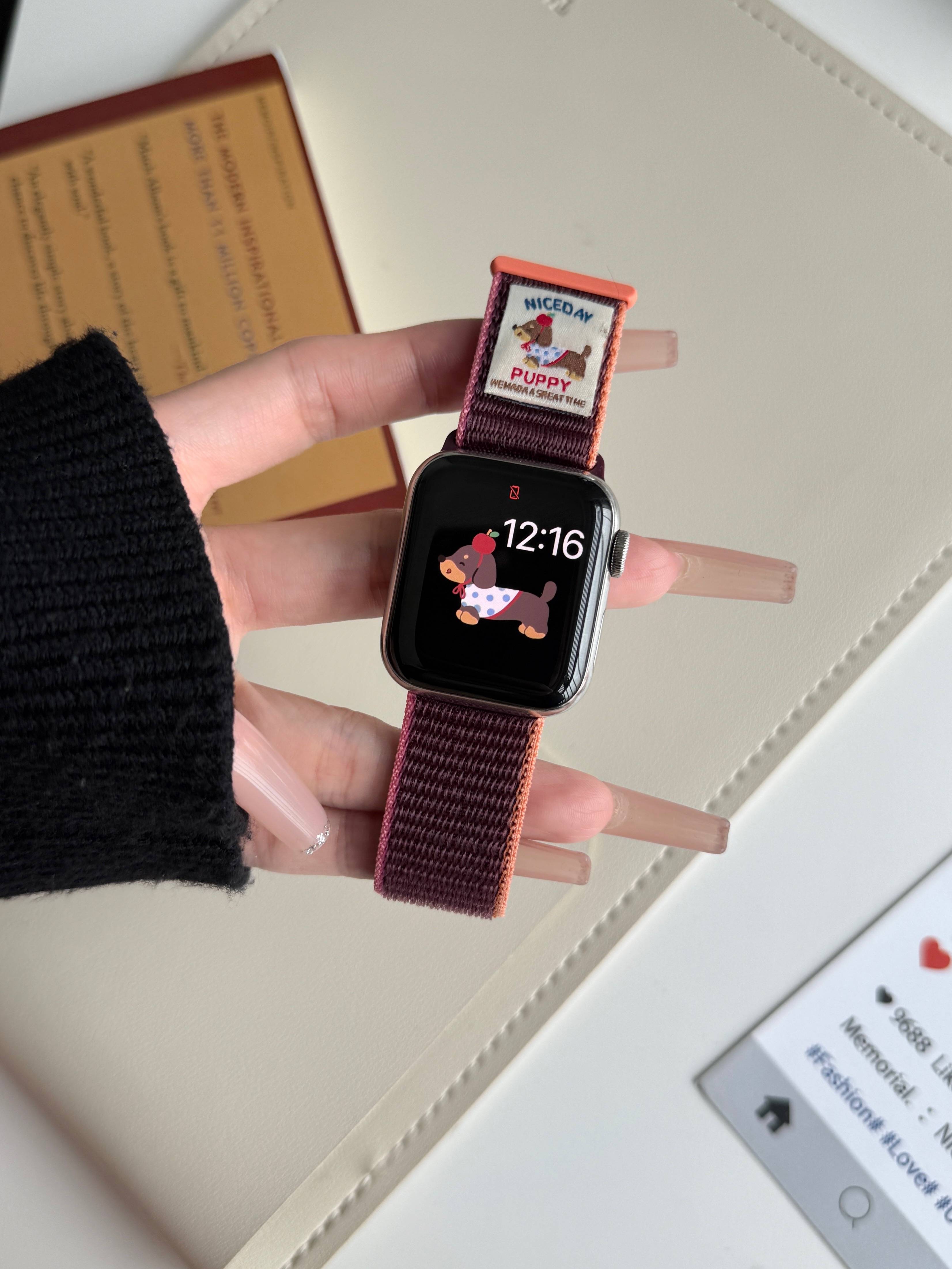 Nylonrem til apple watch-rem iwatch serie 10 9 8 7 6 5 4 se ultra 2 49mm/46/45/44/42/40/38mm armbånd armbånd urrem: 25mm / Brun