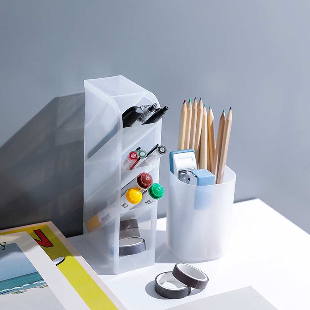 Kawaii Large Capacity Desk Pen Holder Storage Box Desktop Organizer Stand Case Office School Stationery Supply