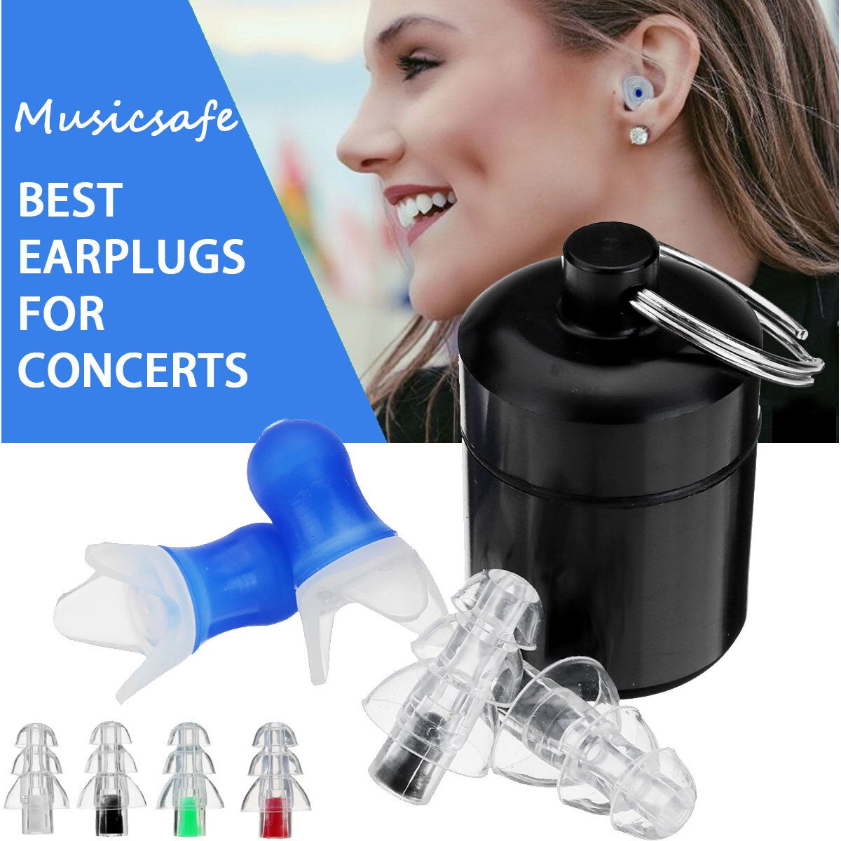 2Pcs Noise Cancelling Earplugs Hearing Protection Reusable Silicone Ear Plugs For Sleep Concerts Musician Bar Drummer