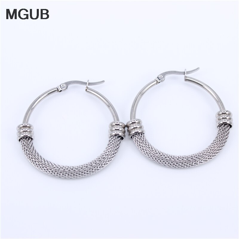 Boucles d'oreilles en forme de grand cerceau de couleur or 28MM-63MM, bijoux en acier inoxydable, Style cercles, tendance, pour femmes