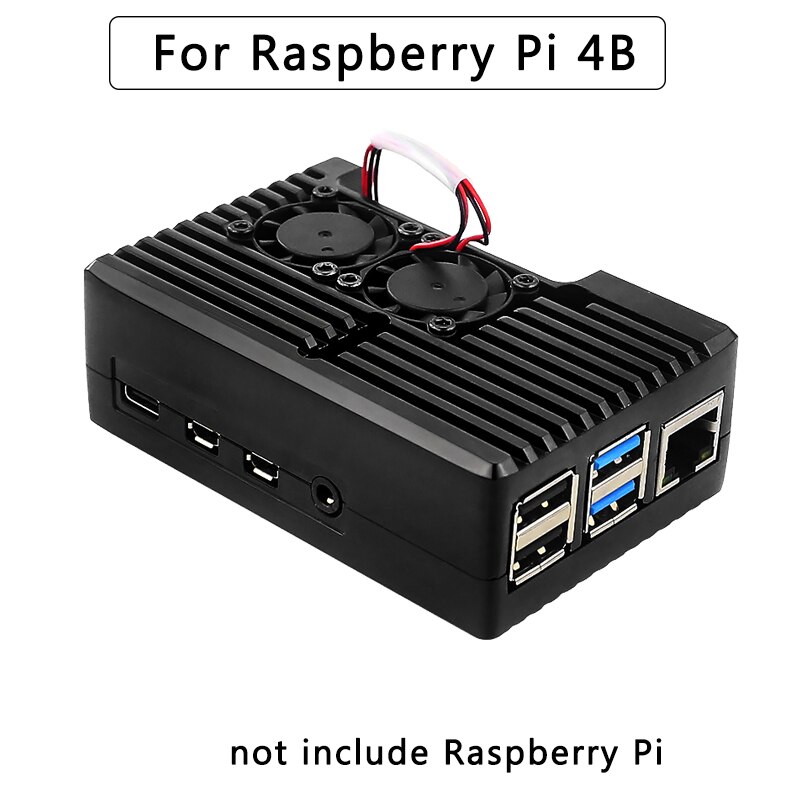 Raspberry Pi 4 Aluminum Case Armor Shell with Dual Cooling Fan 4 Heatsinks Active & Passive Cooling for Raspberry Pi 4 Model B
