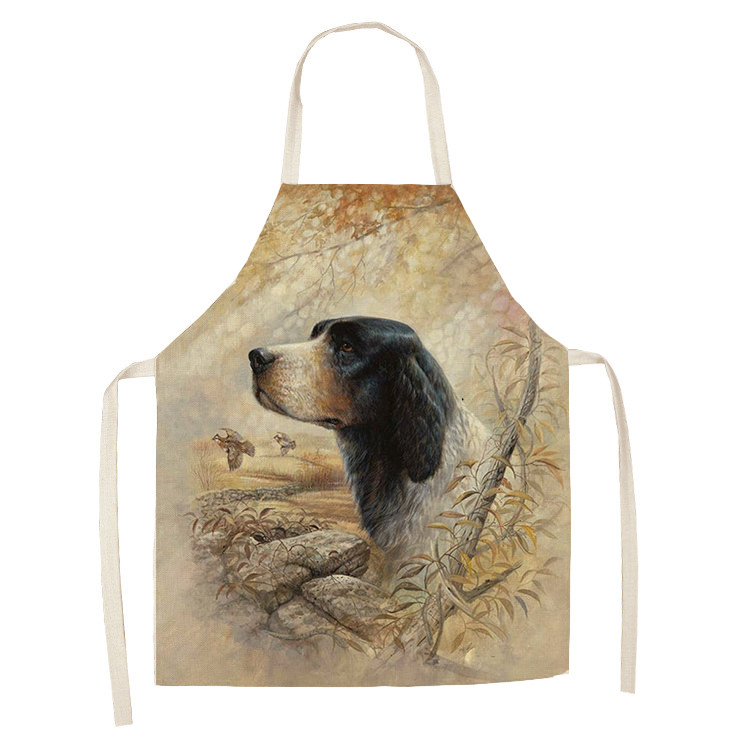 Leinen hund thema Druck Küche Schürzen unisex Abendessen Party Kochen Lätzchen Lustige Schürze Reinigung Schürze