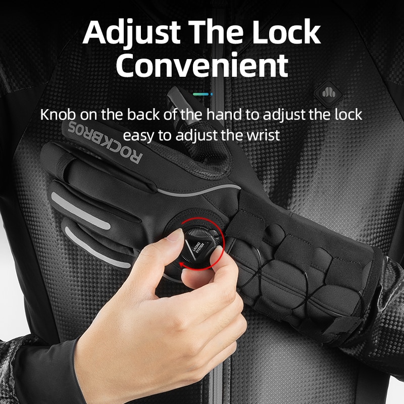 Rockbros Adjusatble Fietsen Handschoenen Reflecterende Screen Touch Warm Mtb Fiets Handschoenen Outdoor Waterdicht Motorfiets Fiets Handschoenen