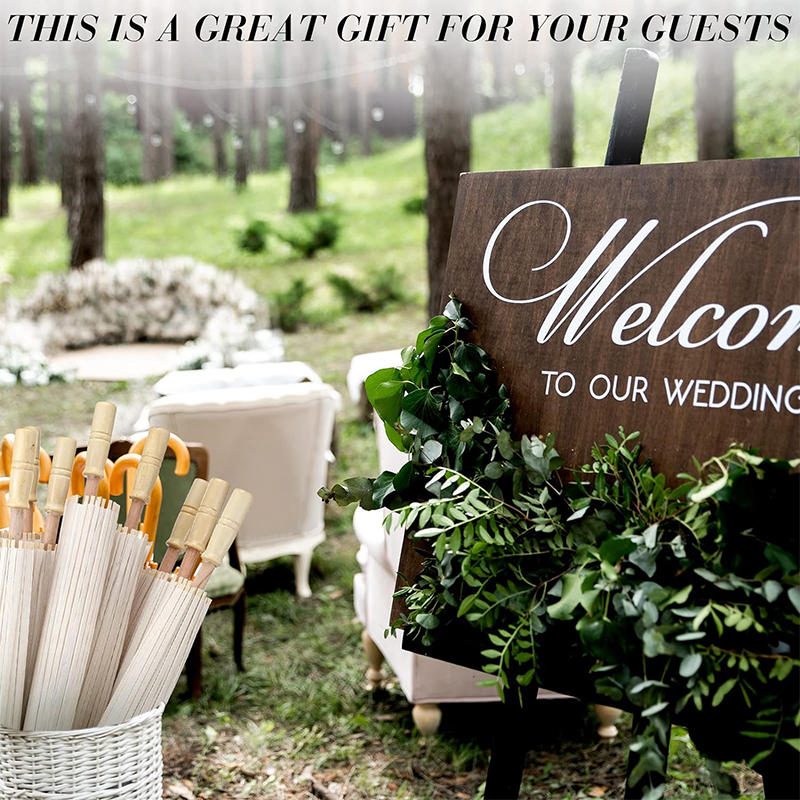 Ombrello parasole in carta bianca da 84/60 cm per matrimonio, ombrelloni in bambù fai da te per bomboniere, per centrotavola per addio al nubilato, oggetti di scena per foto