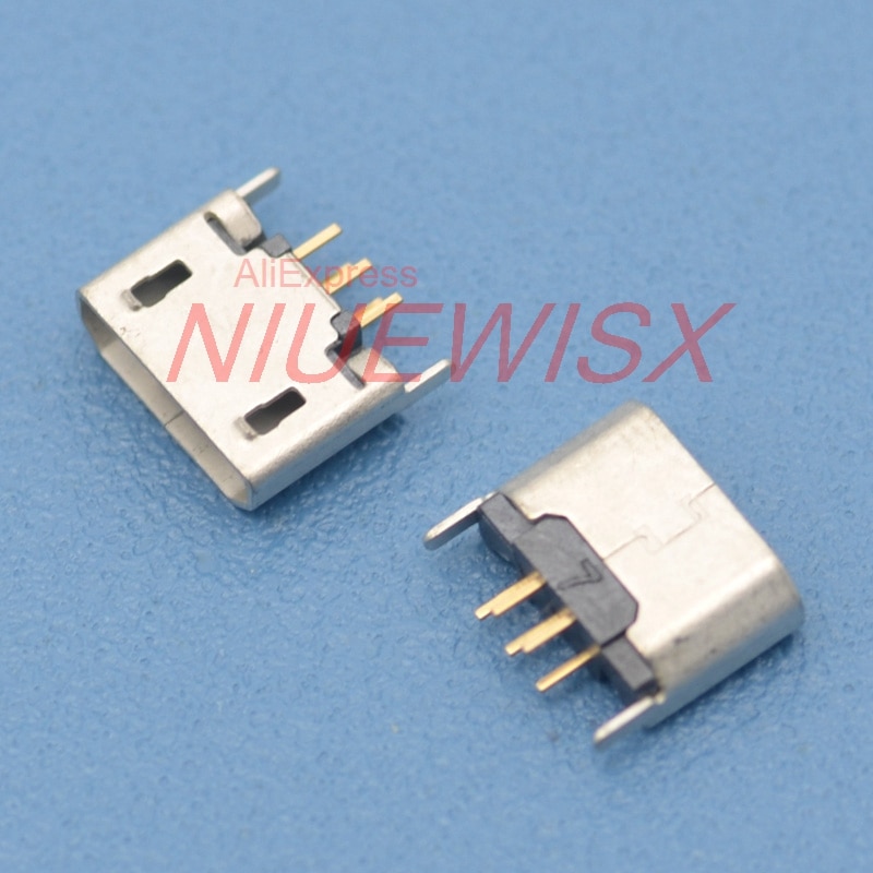 10 stks Verticale MICRO mini USB 5pin vrouwelijke seat 180 graden geen side Platte mond zonder curling side Direct plug-in USB 5 pin