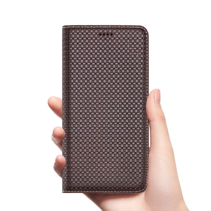 De cuero genuino magnético funda con cubierta para Motorola Moto una acción/Moto una visión/Moto una Hyper funda tarjetero de teléfono ranuras titular