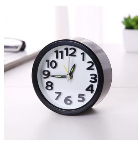 Mini simple et réveil, réveil de voyage compact, réveil charmant et portable.: Round black