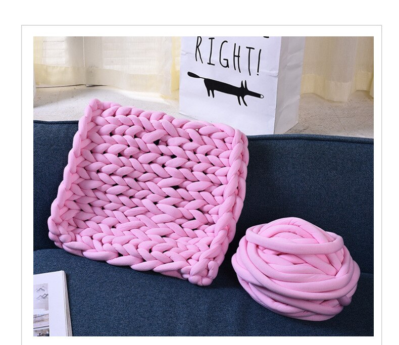 500g skrymmande stickningsgarn diy handstickad vävtäcke tjockt garn supertjockt garn för stickning / virkning / matta / hattar: Rosa