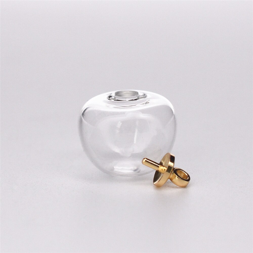 5sets apple water shape hollow glass ball with silver color cap set glass vials pendant glass bottle jewelry findings: bigapple 24k classic