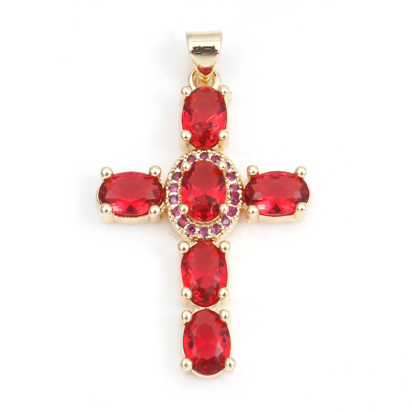 Colgantes de Cruz religiosa de cobre para mujer, abalorios de Metal de Color dorado Multicolor, para hacer collares, pulseras, joyería de 4cm x 2,3 cm, 1 unidad: Marrón