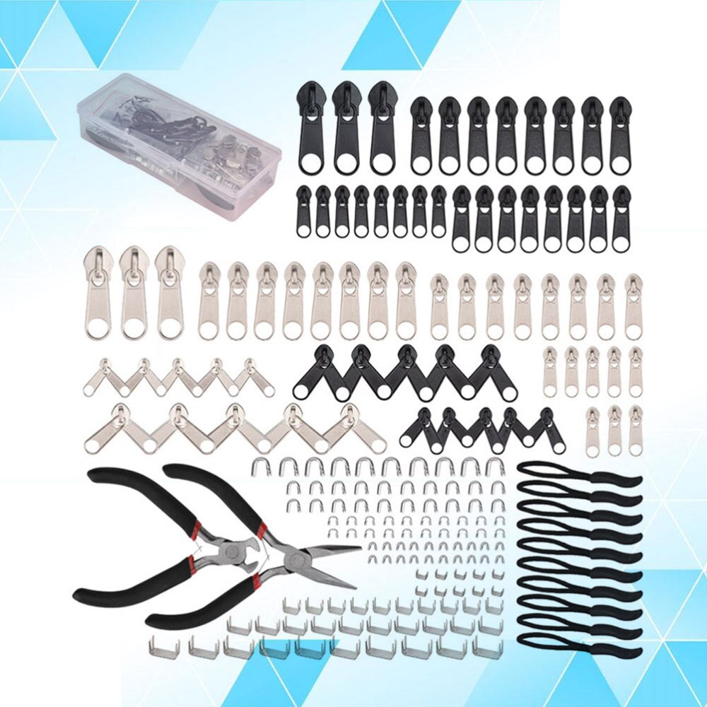 Topes de cremallera de cabeza de aleación de Zinc, bolsa con cierre, suministros para equipaje, ropa, Textiles para el hogar, 1 juego/197 Uds.