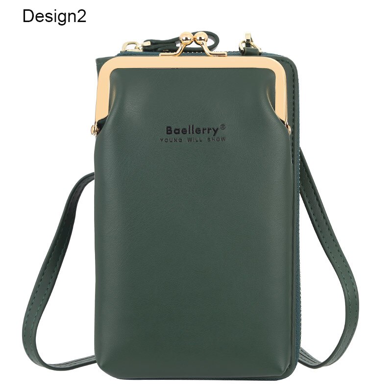 Colorful Small Cellphone Bag Female Daily Use Shoulder Bags Women Leather Mini Crossbody Messenger Bag Ladies Purse: Design2 Green