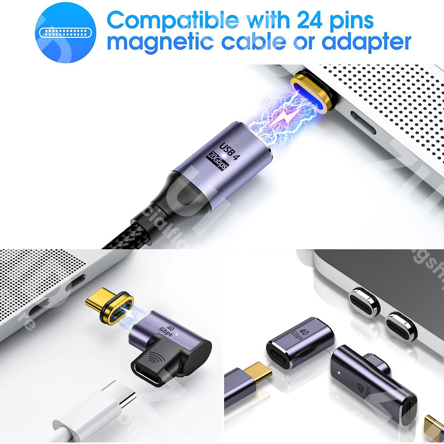 3/5/10Pcs 24-Pin USB Type C Magnetic Cable Adapter For USB4.0 Magnetic Adapter Mobile Phone Dust Plugs Magnetic Tips Converter