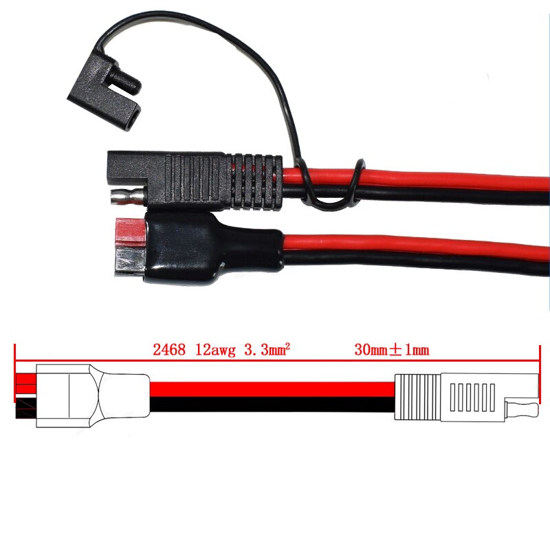 30cm sae-stik med anderson powerpole 30 amp-stik 12 awg-kabel