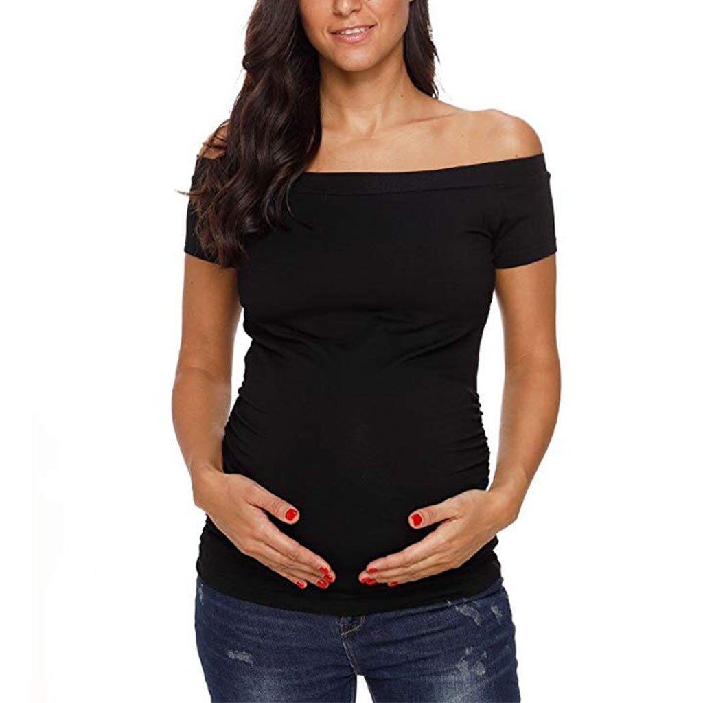 Women Pregnancy Short Sleeve Off Shoulder Tops Nusring Maternity Clothes Summer Pregnancy Wear