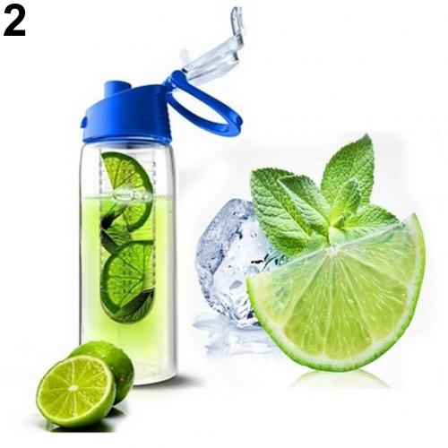 Draagbare kampeersport citroensap fruit infuser waterfles 800ml: Blauw