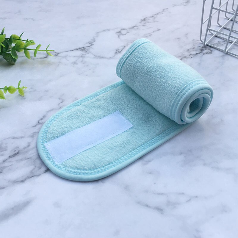 1pc justerbara ansiktshårband makeup pannband handdukar hårinpackning duschmössor stretch handduk rengöringsduk hårtillbehör: Blå