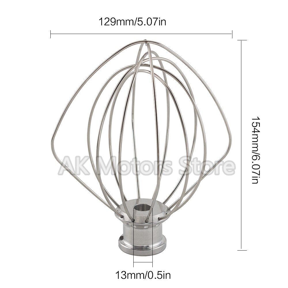 Batidor de 6 cables, accesorio para KitchenAid K45WW KSM90 KSM150 K455, acero inoxidable