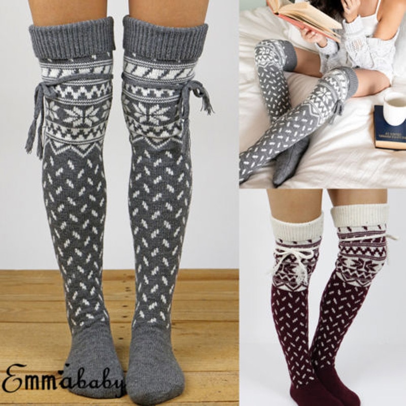 Über sterben Knie Socken sexy Warme Lange Baumwolle Strumpf Über Knie Strumpf Frauen Winter Knie Hohe Oberschenkel Gestrickte Strümpfe für damen