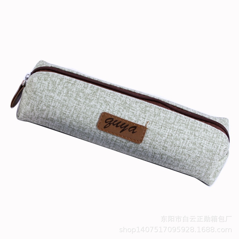 Eenvoudige Effen Kleur Etui Imitatie Schors Pu Waterdichte Etui Student School Etui Briefpapier Case Opbergtas
