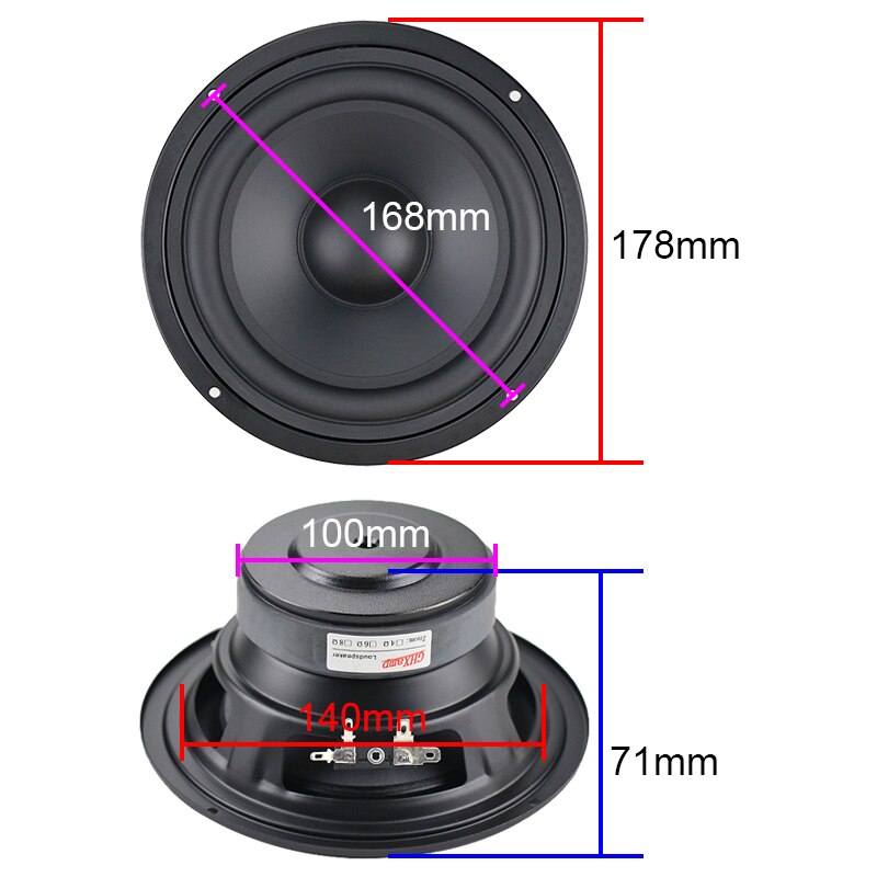 Ghxamp 6.5 tuuman 178mm bassokaiuttimen basso keskiäänikaiutinyksiköt hifi pöytäkone pa kaiutin kotiteatteri kaiutin 8 ohm 130w 1 kpl