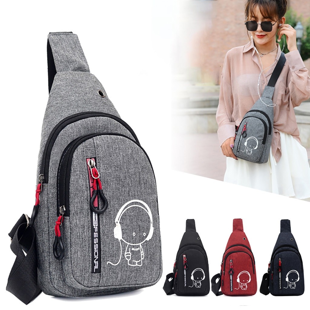 Bolsa de cintura unissex, bolsa esportiva de lona com zíper, pochete de rua, para meninos e meninas, estampada sacos # t2g