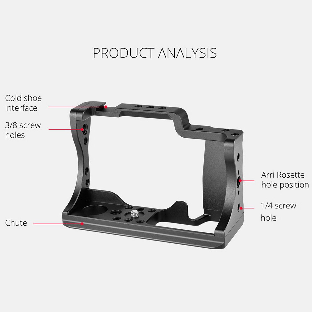 Andoer Camera Cage Aluminium Met 1/4 + 3/8 Inch Schroef Koude Schoen Mount Compatibel Met Canon Eos M50 Dslr camera