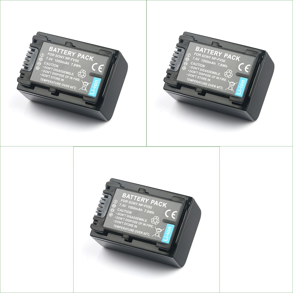 NP-FV50 NP FV50 NPFV50 Digital Camera Battery + Charger for Sony NP FV30 FV40 FV70 FV100 FV50A FV70A FV100A DCR SR15 SR21: 3PC Battery