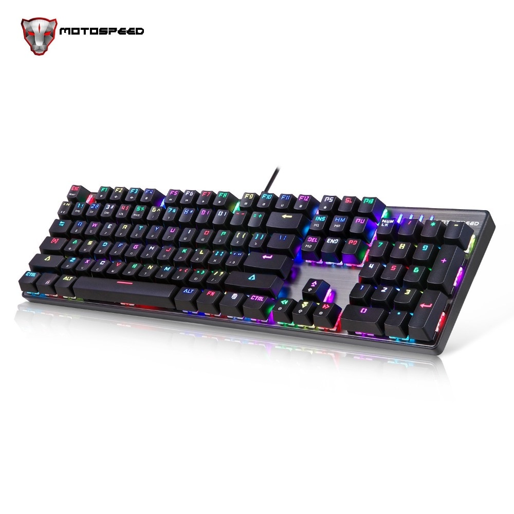 MOTOSPEED CK104 Russian English Profession Gaming Wired Mechanical Keyboard 104 Keys Real RGB LED Backlit Anti-Ghosting for Game
