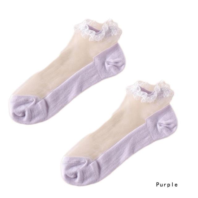 Spring Summer Retro Ankle Socks Pearl LIttle Floral Sock Mesh Patchwork Breathable Cotton Scck Cute Soft National style Hosiery: A5