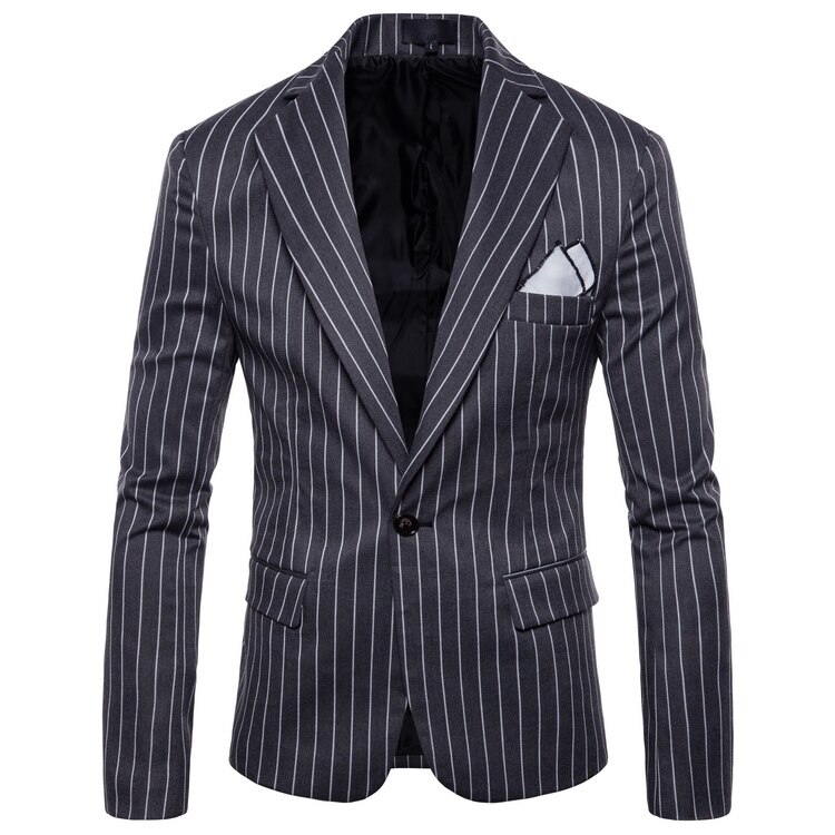 nueva de Slim Fit Casual vestido traje Blazer algodón boda traje a rayas Formal Blazer chaqueta 4XL