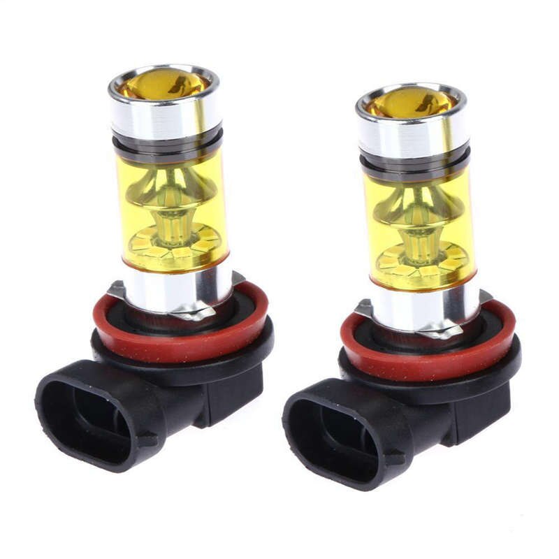 2 X luces Led de alta potencia 100W H8 H11 luz antiniebla amarilla 2828 20Led lámpara de faro: Default Title