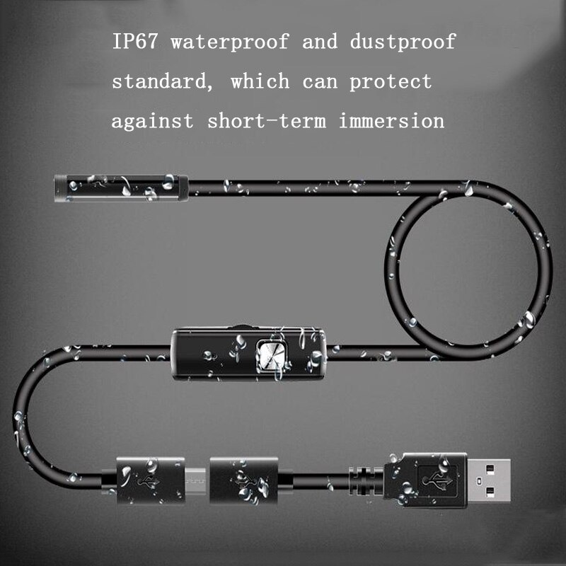 8mm Industrial Endoscope 10M Waterproof Hard Cable Serpentine Endoscope USB Endoscope Pipeline Detection Camera For Android PC