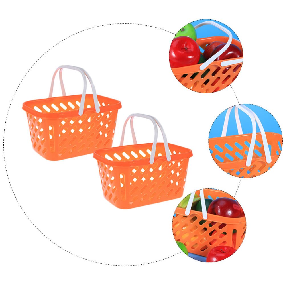 2pcs Grocery Baskets Portable Premium Orange Basket Shopping Basket for Bathroom