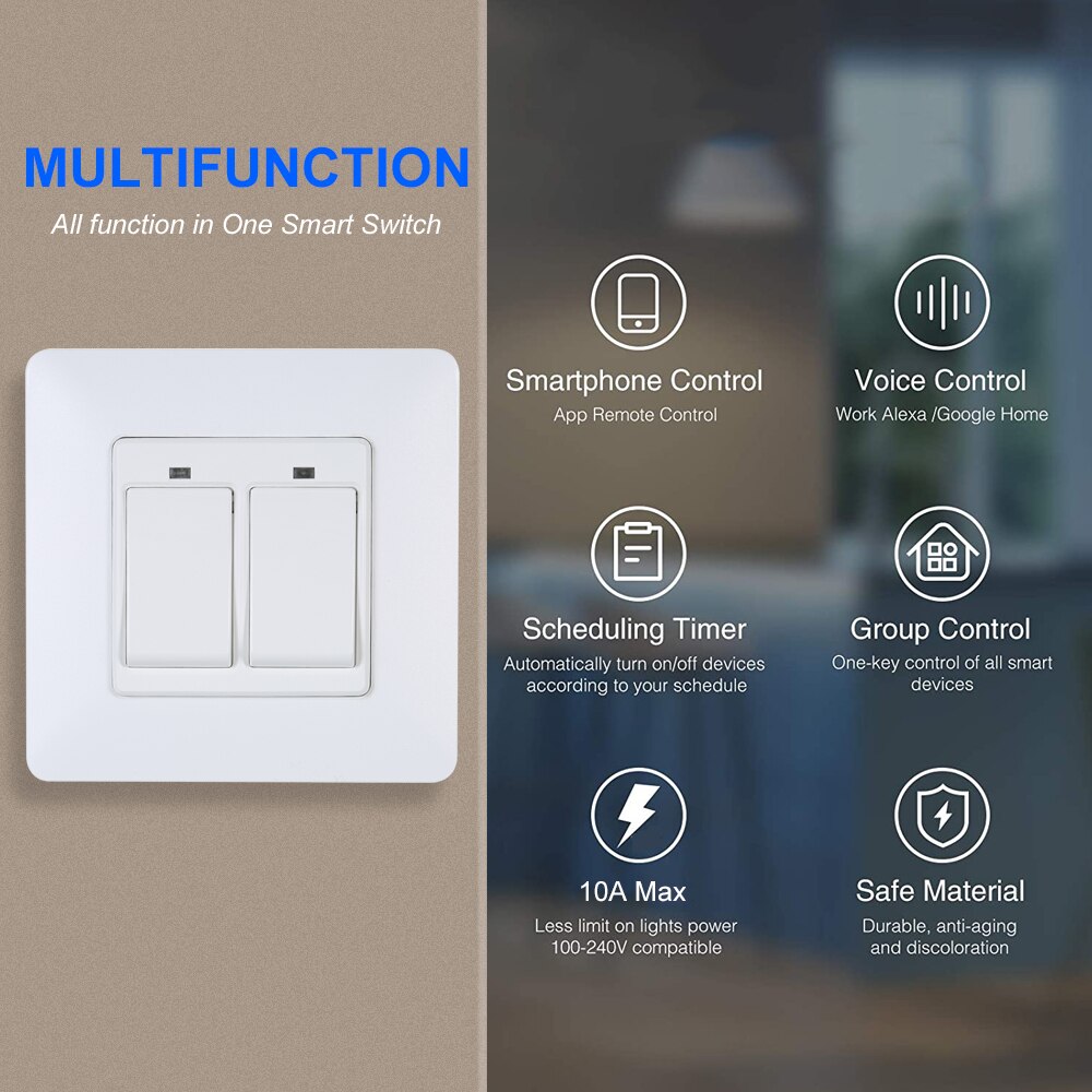 3 Way Smart Light Dimmer Switch In-Wall WiFi Smart Switch for Alexa Google Assistant IFTTT Remote Control with Schedule Timer