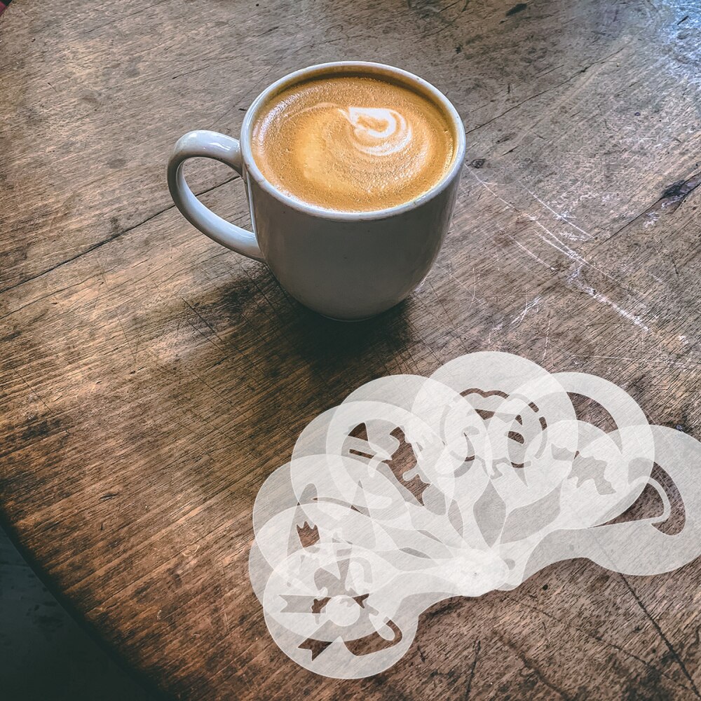 32pcs Coffee DIY Cappuccino Milk Foam Latte Stencils Printing Model for Kitchen Cafés