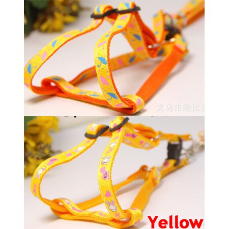 Bilayer-Collar con correas de nailon para perro, conjunto de arnés de correa de plomo para gato, chaleco para caminar, tren de plomo, ajustable y duradero: Yellow(Random)