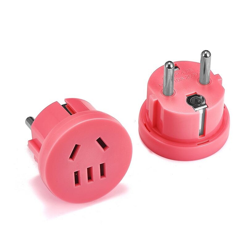 5pcs EU Travel Adapter - AU/US to EU Plug Converter - 250V 10A Wall Charger: Pink