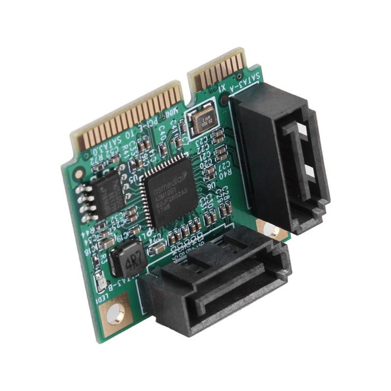 2 Poorten Mini Pci-E Pci Express Naar Sata 3.0 Converter Harde Schijf Uitbreiding Kaart Met Sata Kabel Voor Pc Computer voeg Op Kaarten