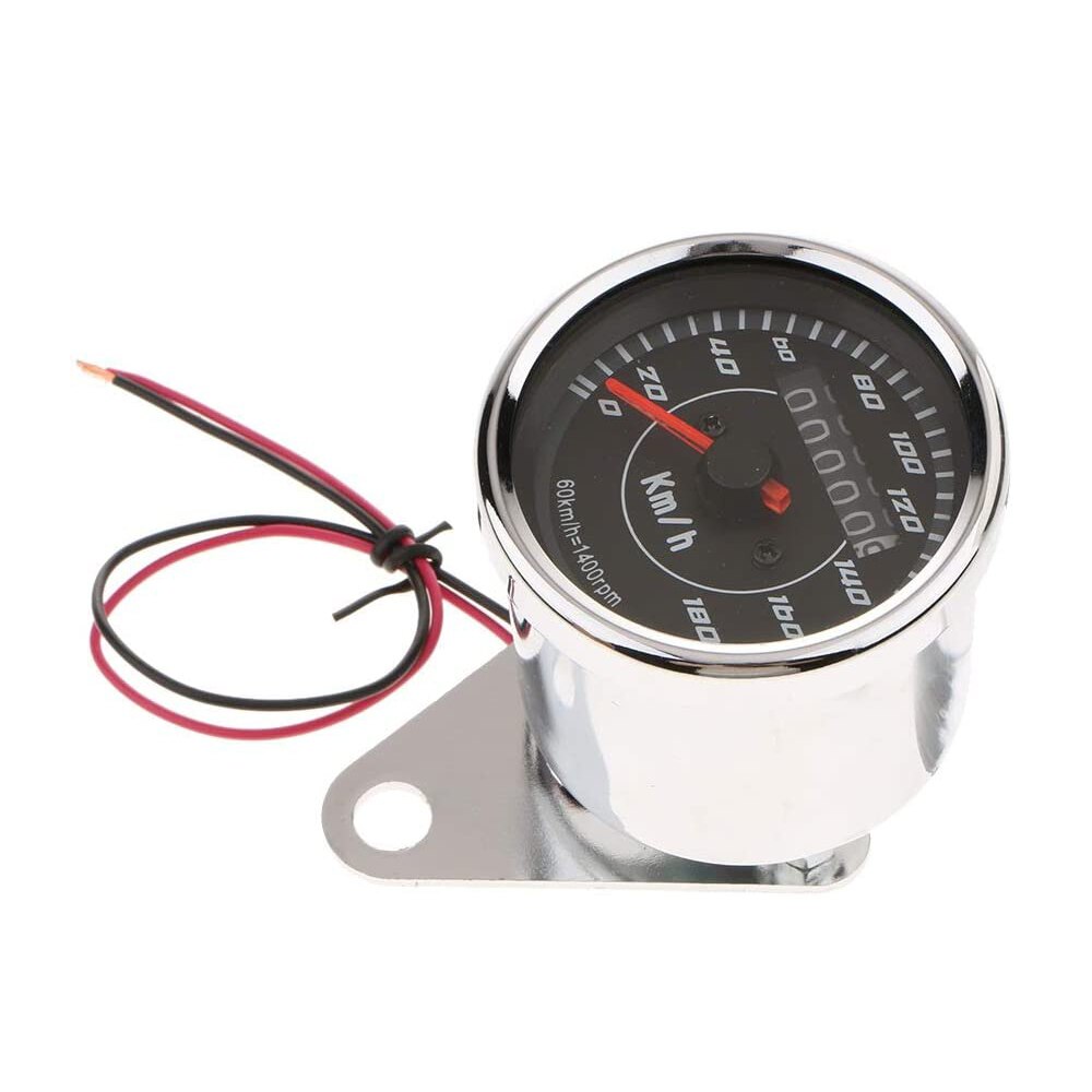 Universele Motorfiets Snelheidsmeter Dubbele Kleur Led Licht Kilometerstand Meter Gauge Mijl Voor Cafe Racer Motor: CHROME