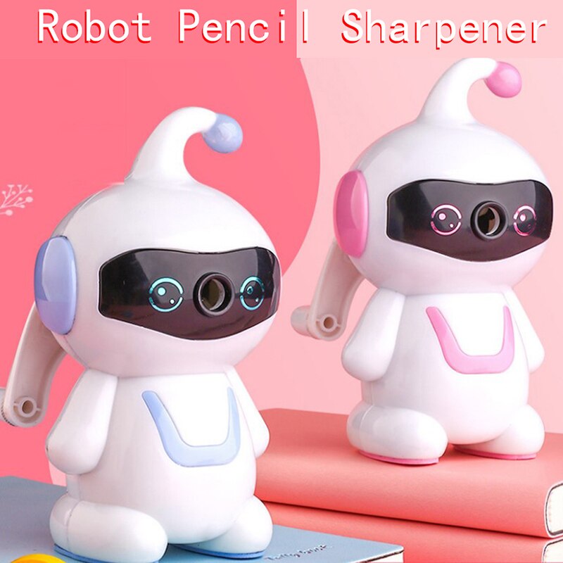 1pc Cute Cartoon Hand-cranked pencil sharpener Chic Student Stationery Robot Style Pencil Sharpener
