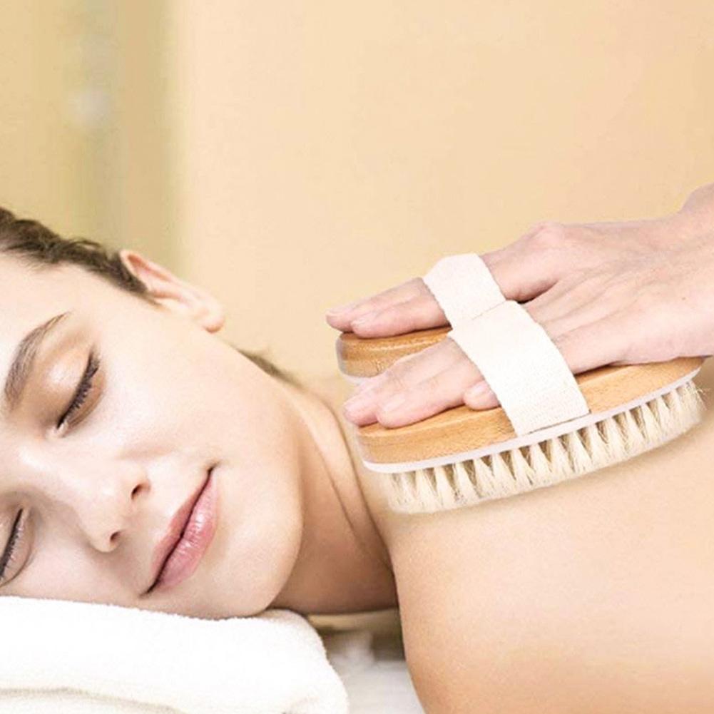 Baden Borstel Droge Huid Lichaam Zachte Natuurlijke Haren Spa Borstel Zonder Handvat Houten Bad Douche Brush Spa Exfoliërende Body Borstel
