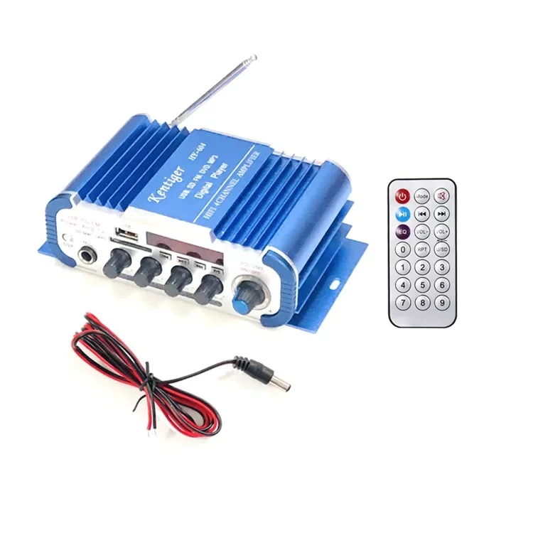 4CH Home Car Digital Amplifiers Hifi Stereo Audio Bass Power Amplifier FM USB SD LED Subwoofer Loud Speaker: black