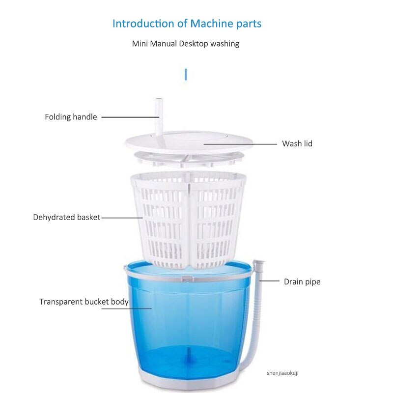 Mini manual clothes washing machine Home/dormitory washing machine Hand-held laundry washing dehydration one-piece washer 1PC